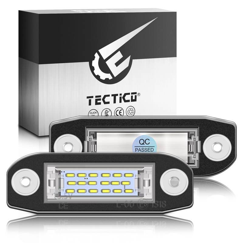 TECTICO LED Kennzeichenbeleuchtung Nummernschildbeleuchtung SMD Ultra Weiß Kompatibel mit Volvo C30 C70 S40 S60 S80 V50 V60 V70 XC60 XC70 XC90, Stücke von TECTICO