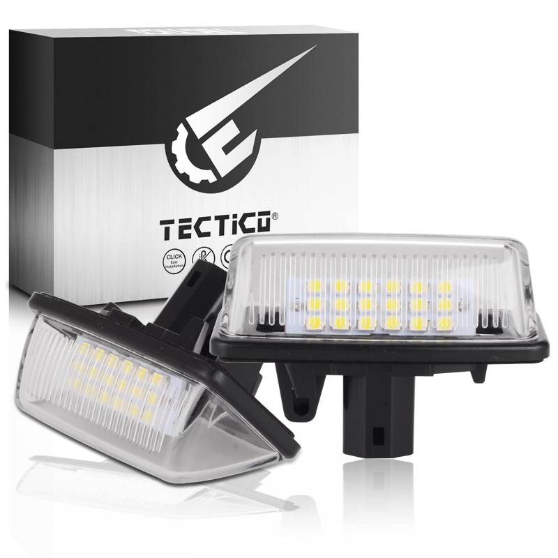 TECTICO LED Kennzeichenbeleuchtung Nummernschildbeleuchtung SMD Ultra Weiß Kompatibel mit Toyota Corolla Krone Noah Vios Previa Mark Krone S180, 2 Stücke von TECTICO