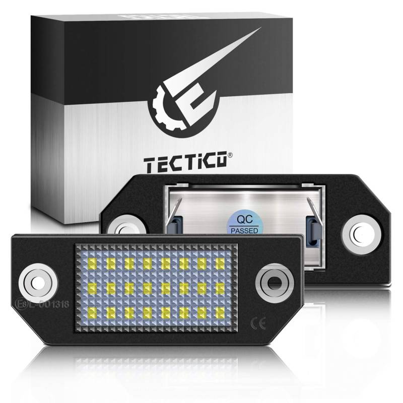 TECTICO LED Kennzeichenbeleuchtung Nummernschildbeleuchtung SMD Canbus Ultra Weiß Kompatibel mit Ford Focus MK2 (2003-2008) / C-Max (2003-2007), 2 Stücke von TECTICO