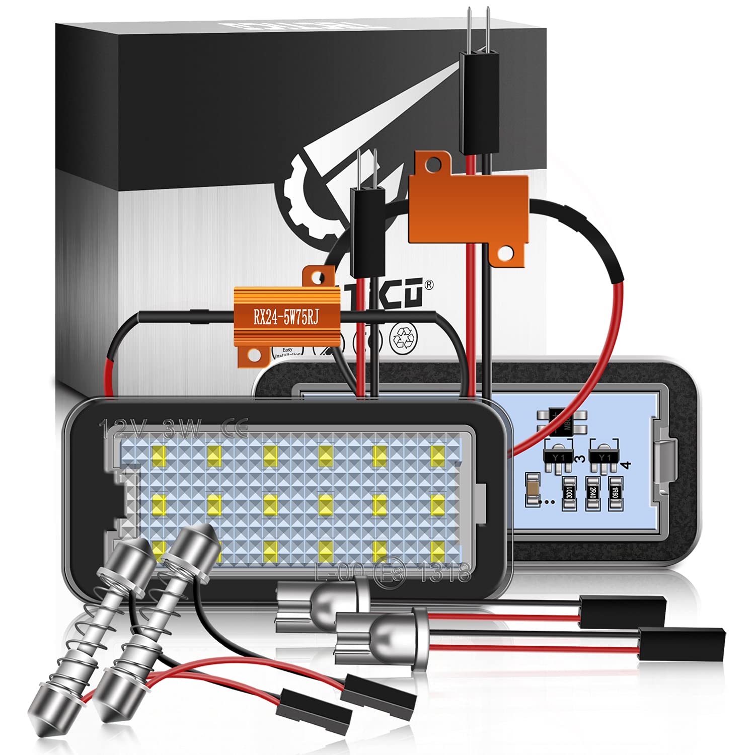 TECTICO LED Kennzeichenbeleuchtung Nummernschildbeleuchtung SMD Ultra Weiß Canbus Kompatible mit Fiat 500 500CC, 2 Stücke TECTICO LED Kennzeichenbeleuchtung Nummernschildbeleuchtung SMD Ultra Weiß Canbus Kompatible mit Fiat 500 500CC, 2 Stücke von TECTICO