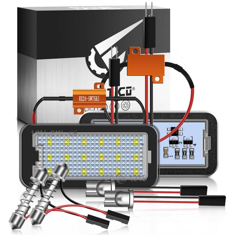 TECTICO LED Kennzeichenbeleuchtung Nummernschildbeleuchtung SMD Ultra Weiß Canbus Kompatible mit Fiat 500 500CC, 2 Stücke von TECTICO