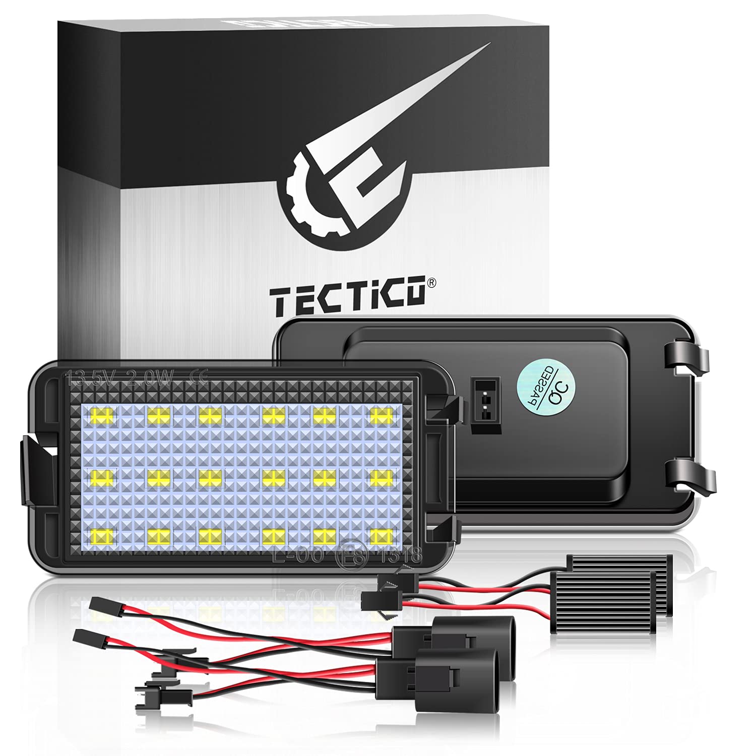 TECTICO LED Kennzeichenbeleuchtung Nummernschildbeleuchtung SMD Ultra Weiß Kompatibel mit Seat Altea Arosa Cordoba Ibiza Leon Toledo, 2 Stücke von TECTICO