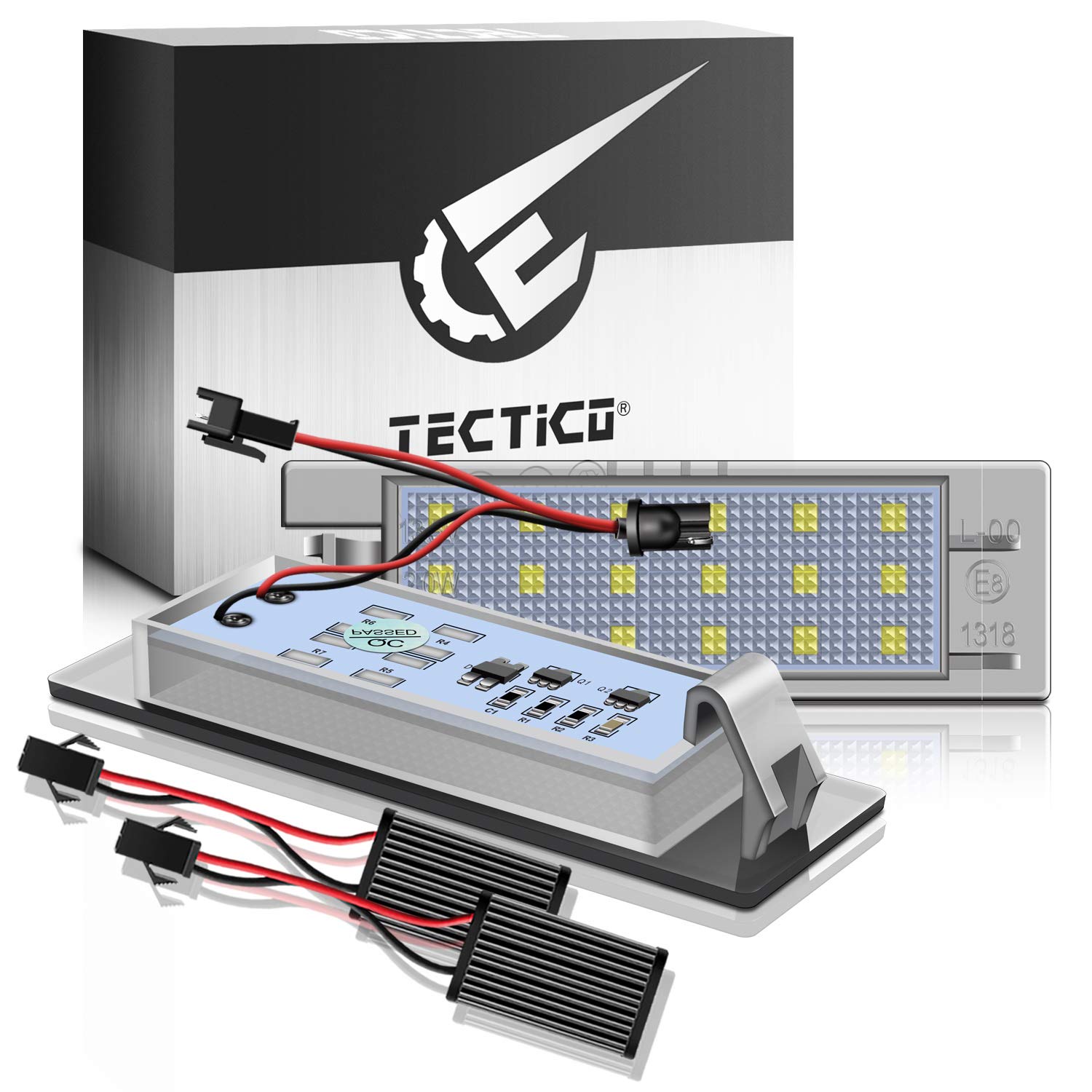 TECTICO LED Kennzeichenbeleuchtung Canbus SMD 6000k Ultra Weiß für Astra H J K Corsa C D E Insignia Meriva Zafira Vectra, 2 Stücke von TECTICO