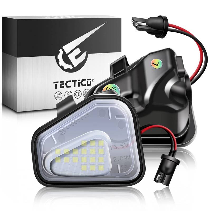 TECTICO LED Umfeldbeleuchtung Spiegel 12V Auto E8 Umgebungslicht 6000K Kaltweiß Kompatibel mit VW Passat B7 CC EOS Jetta, 2 Lampen von TECTICO