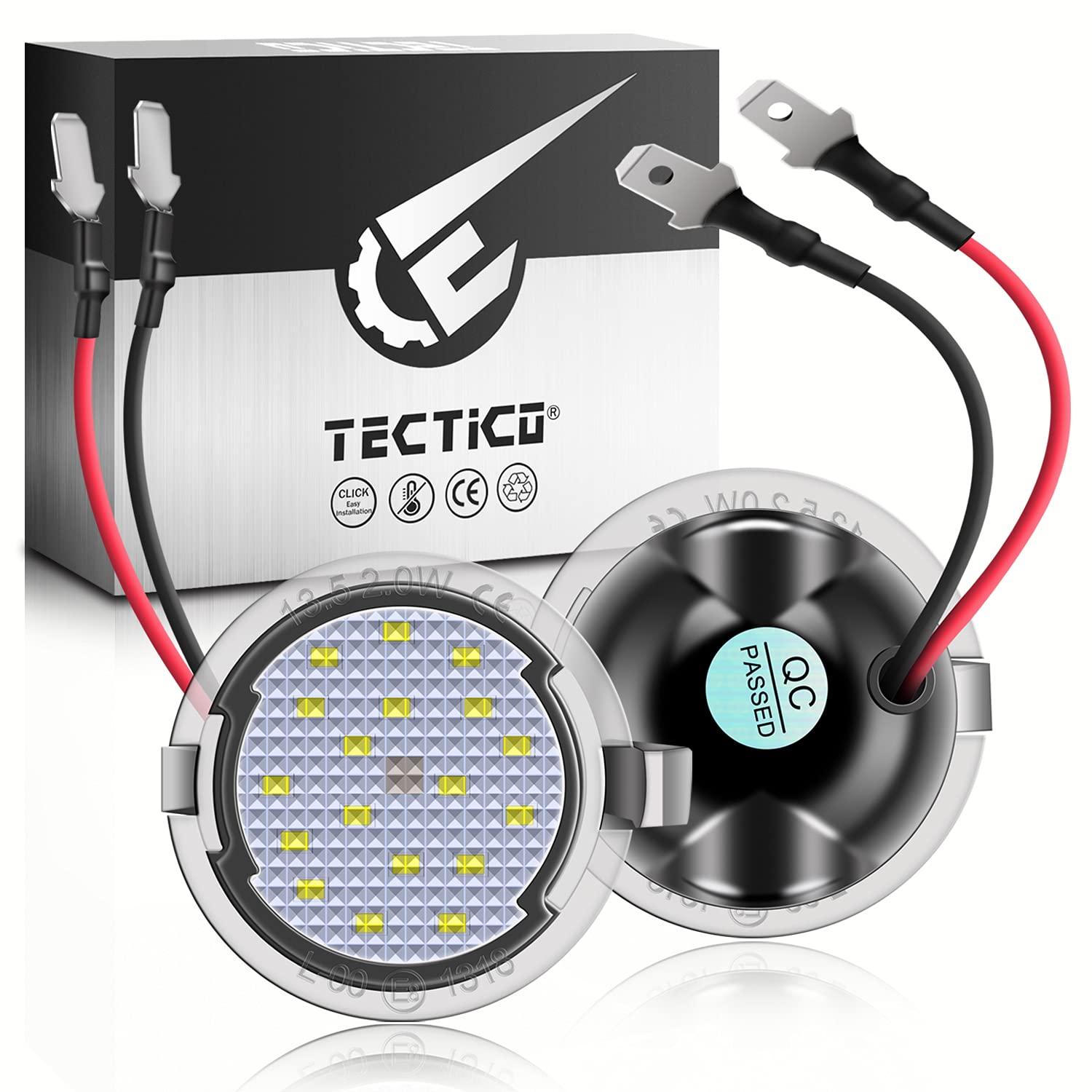TECTICO LED Umfeldbeleuchtung Spiegel 12V Auto E8 Umgebungslicht 6000K Kaltweiß Kompatibel mit Ford T6 Mondeo MK5 Edge Everest Taurus, 2 Lampen von TECTICO