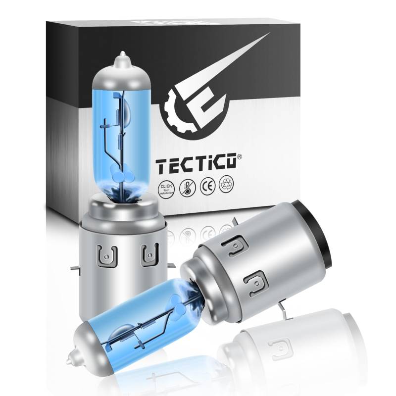 TECTICO S2 Ba20d Halogen Birne 12V 35/35W 5000K Warmweiß +130% Ultra Heller E4 Prüfzeichen Motorrad Fernlicht Abblendlicht Glühlampe Ersatz, 2 Stücke von TECTICO