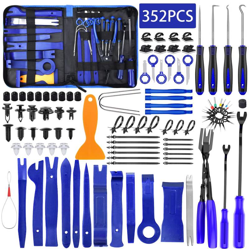 TEGOVE 352 Stück Auto Demontage Werkzeuge,Demontage Werkzeug Auto mit Auto Befestigung Clips,Automotive Reparatur Werkzeug Universal,Kunststoff Hebelwerkzeug für Türverkleidung Radio Und Platten von TEGOVE