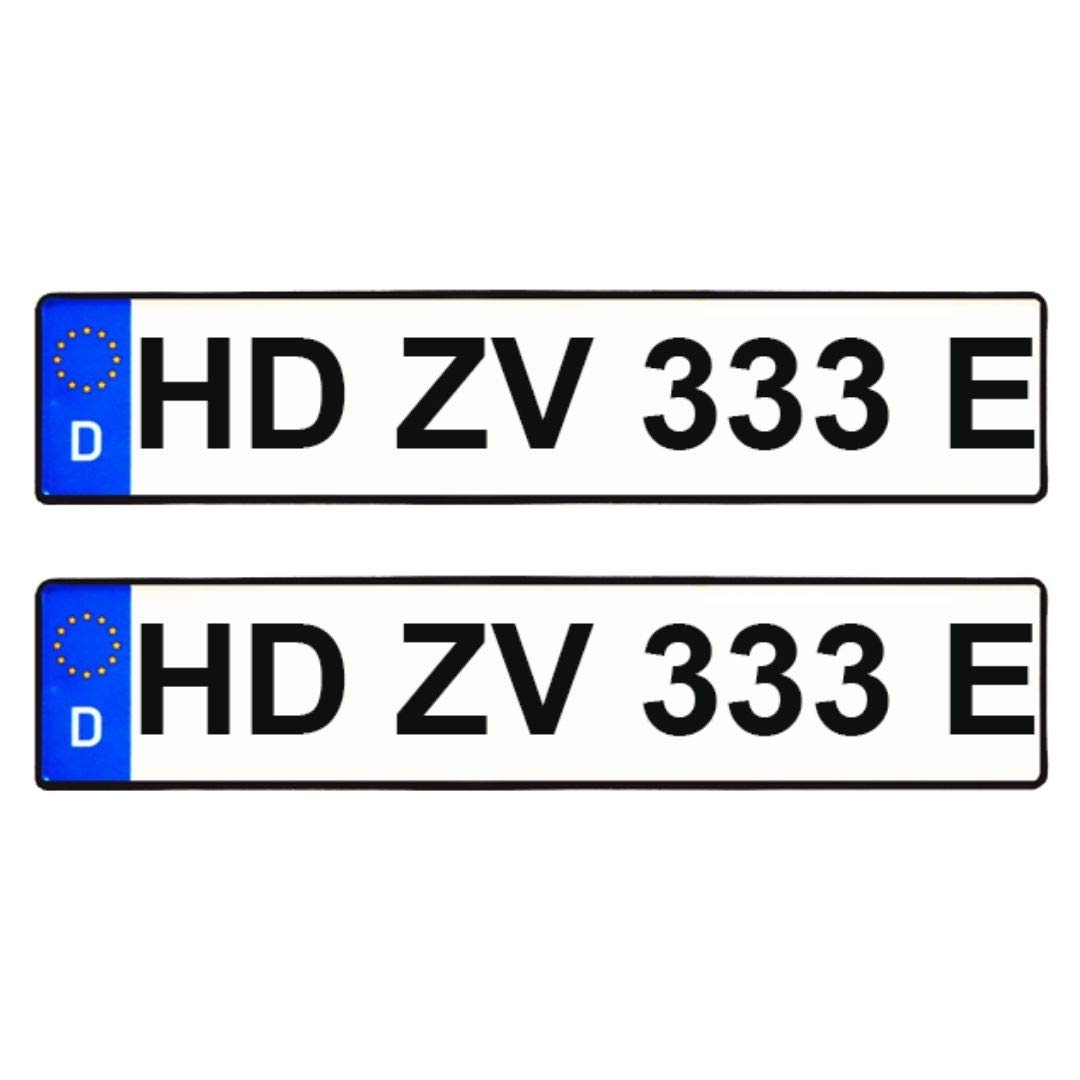 2 Stück EU KFZ Kennzeichen Nummernschilder mit individueller Prägung nach Ihren Vorgaben DHL Express von TEILE-24.EU Malinowski