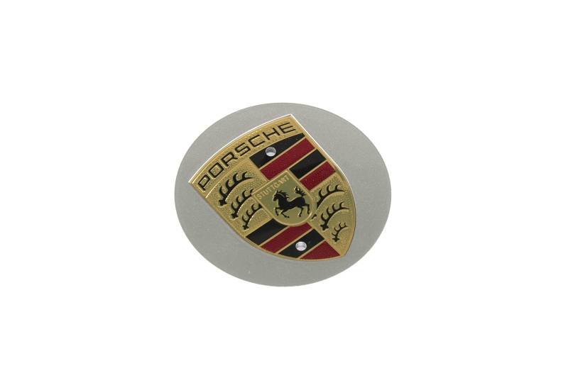 Kompatibel mit Porsche Macan Radzierdeckel konkav/farbiges Wappen/Brilliantsilber von TEILECOM