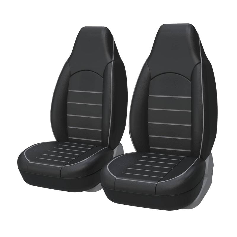 TENREV 2 Stück Auto Vordersitzbezüge, Autositzbezüge Für Skoda Octavia Mk3 /(5E) /2015-2020 Leder Sitzbezüge Allwetter Autositzbezug, C-Gray line von TENREV