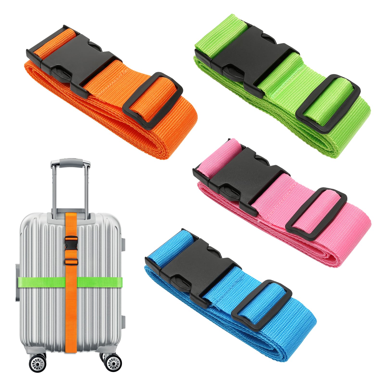4 Stück Koffergurt Set, Einstellbare Kofferbänder, Koffergurt Besonders Auffällig, kofferband Gurt Gurtband für Koffer & Gepäck für Schnell erkennen Gepäck Reisetasche Koffer 4 Stück Koffergurt Set, Einstellbare Kofferbänder, Koffergurt Besonders Auffällig, kofferband Gurt Gurtband für Koffer & Gepäck für Schnell erkennen Gepäck Reisetasche Koffer von TENTHPEO
