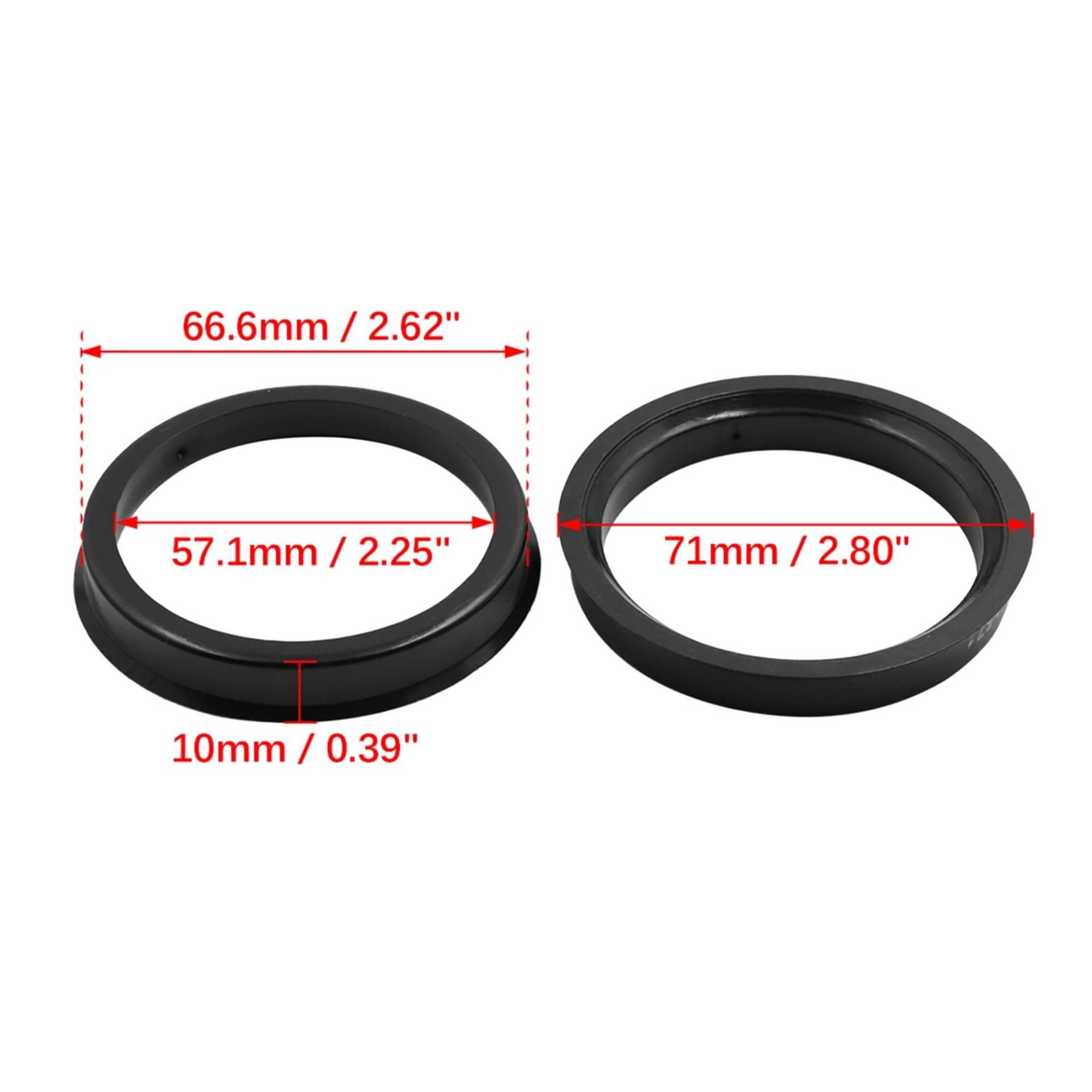 Zentrierringe,Hub Zentrierungsringe 4 stücke OD 73,1 67,1mm zu ID 56,6 58,5 64,3 67,1 57,1mm Auto Hub Centric Ringe Rad Bohrung Zentrum Spacer Kunststoff(66.6-57.1 mm) von TENVORA