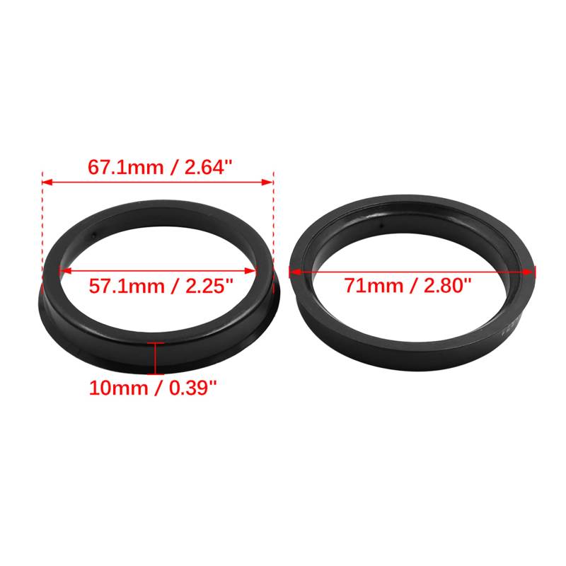 Zentrierringe,Hub Zentrierungsringe 4 stücke OD 73,1 67,1mm zu ID 56,6 58,5 64,3 67,1 57,1mm Auto Hub Centric Ringe Rad Bohrung Zentrum Spacer Kunststoff(67.1-57.1 mm) von TENVORA