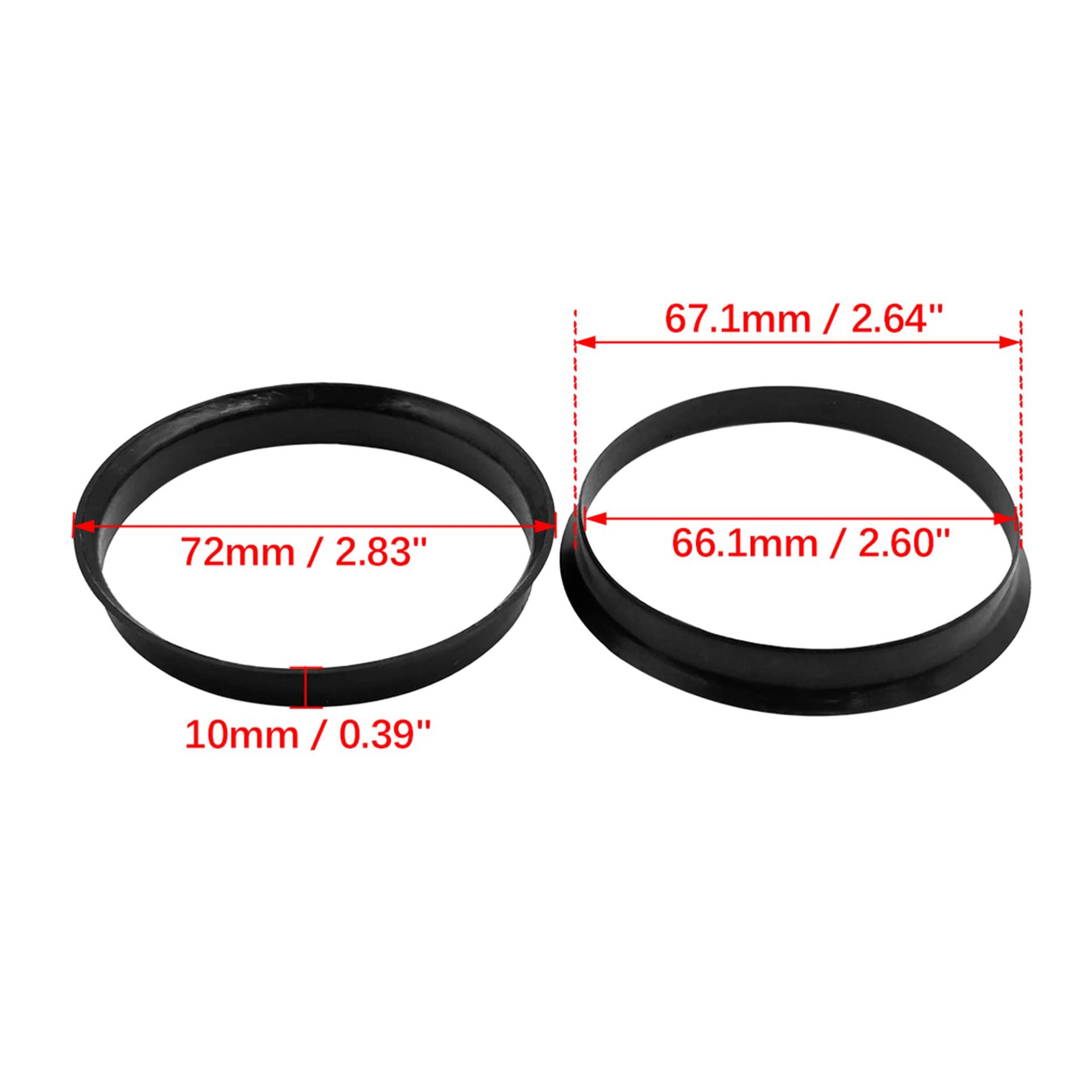 Zentrierringe,Hub Zentrierungsringe 4 stücke OD 73,1 67,1mm zu ID 56,6 58,5 64,3 67,1 57,1mm Auto Hub Centric Ringe Rad Bohrung Zentrum Spacer Kunststoff(67.1-66.1 mm) von TENVORA