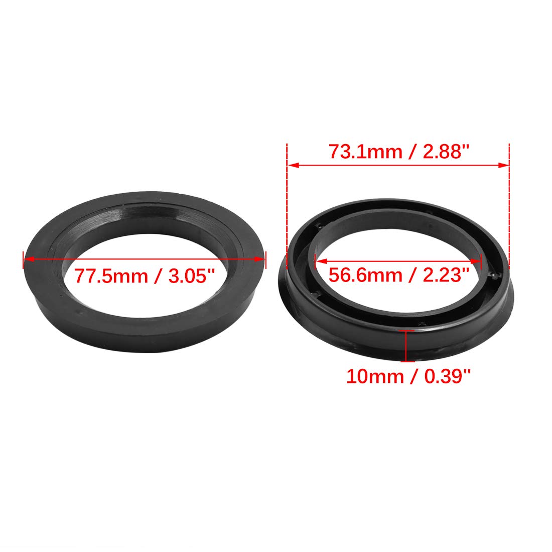 Zentrierringe,Hub Zentrierungsringe 4 stücke OD 73,1 67,1mm zu ID 56,6 58,5 64,3 67,1 57,1mm Auto Hub Centric Ringe Rad Bohrung Zentrum Spacer Kunststoff(73.1-56.6 mm) von TENVORA