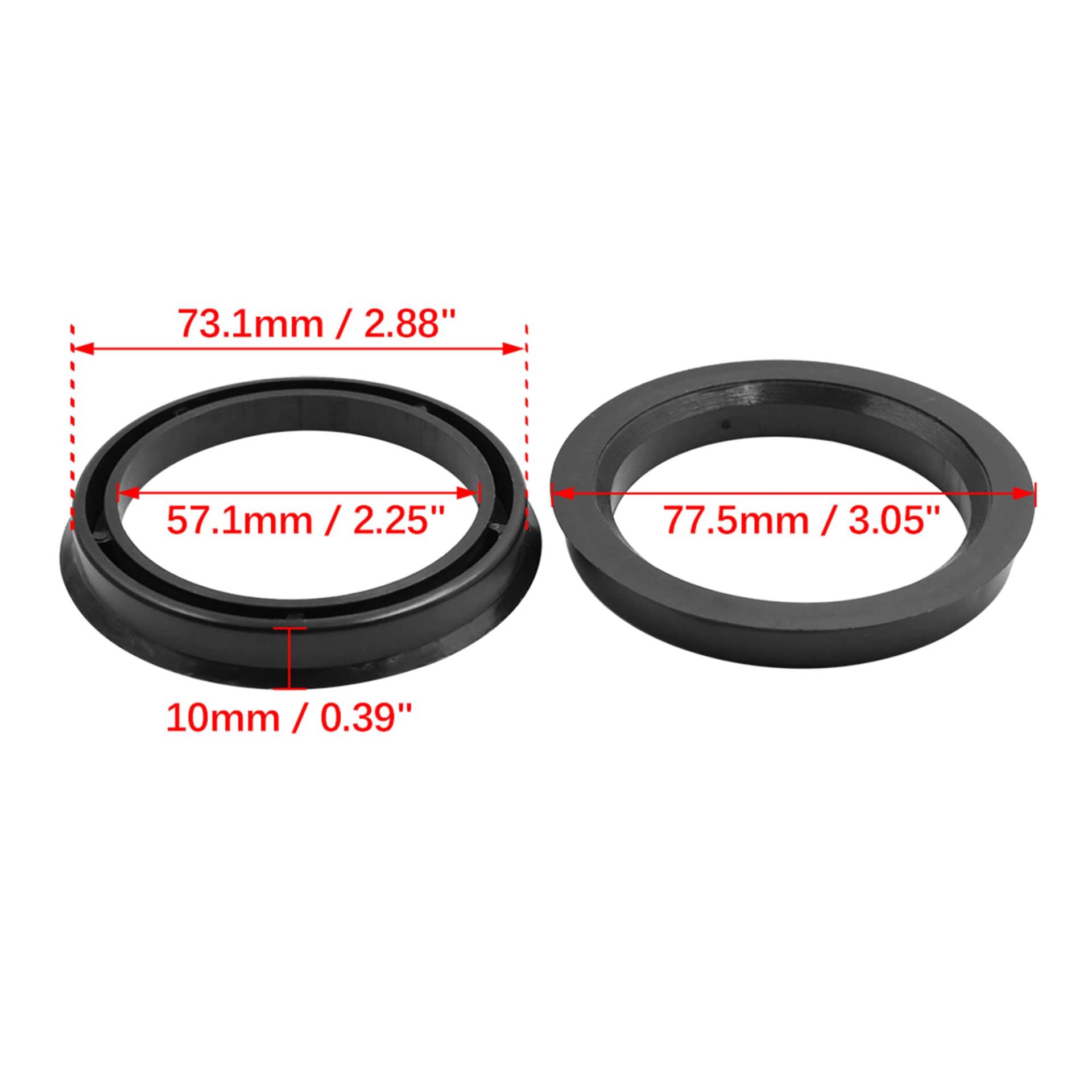 Zentrierringe,Hub Zentrierungsringe 4 stücke OD 73,1 67,1mm zu ID 56,6 58,5 64,3 67,1 57,1mm Auto Hub Centric Ringe Rad Bohrung Zentrum Spacer Kunststoff(73.1-57.1 mm) von TENVORA