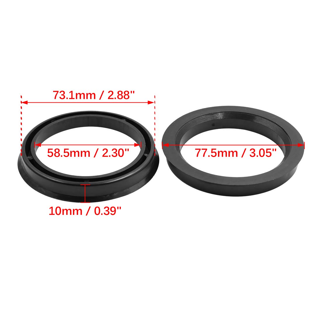 Zentrierringe,Hub Zentrierungsringe 4 stücke OD 73,1 67,1mm zu ID 56,6 58,5 64,3 67,1 57,1mm Auto Hub Centric Ringe Rad Bohrung Zentrum Spacer Kunststoff(73.1-58.5 mm) von TENVORA
