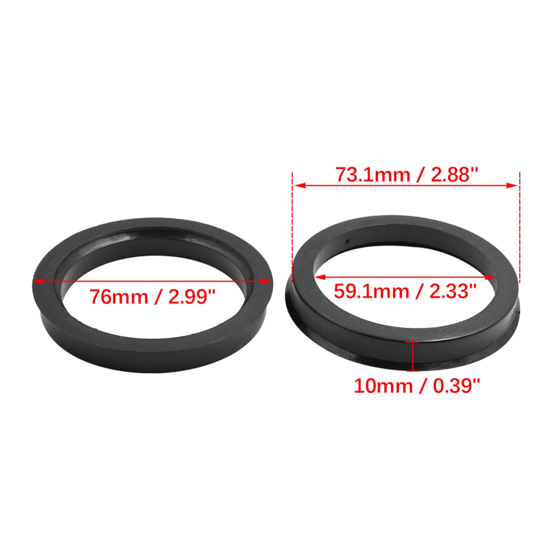 Zentrierringe,Hub Zentrierungsringe 4 stücke OD 73,1 67,1mm zu ID 56,6 58,5 64,3 67,1 57,1mm Auto Hub Centric Ringe Rad Bohrung Zentrum Spacer Kunststoff(73.1-59.1 mm) von TENVORA
