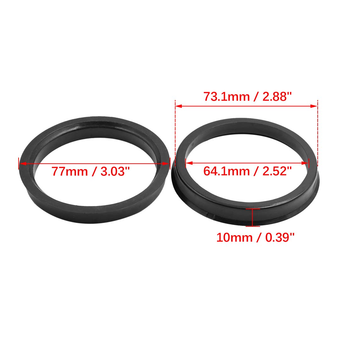 Zentrierringe,Hub Zentrierungsringe 4 stücke OD 73,1 67,1mm zu ID 56,6 58,5 64,3 67,1 57,1mm Auto Hub Centric Ringe Rad Bohrung Zentrum Spacer Kunststoff(73.1-64.1 mm) von TENVORA