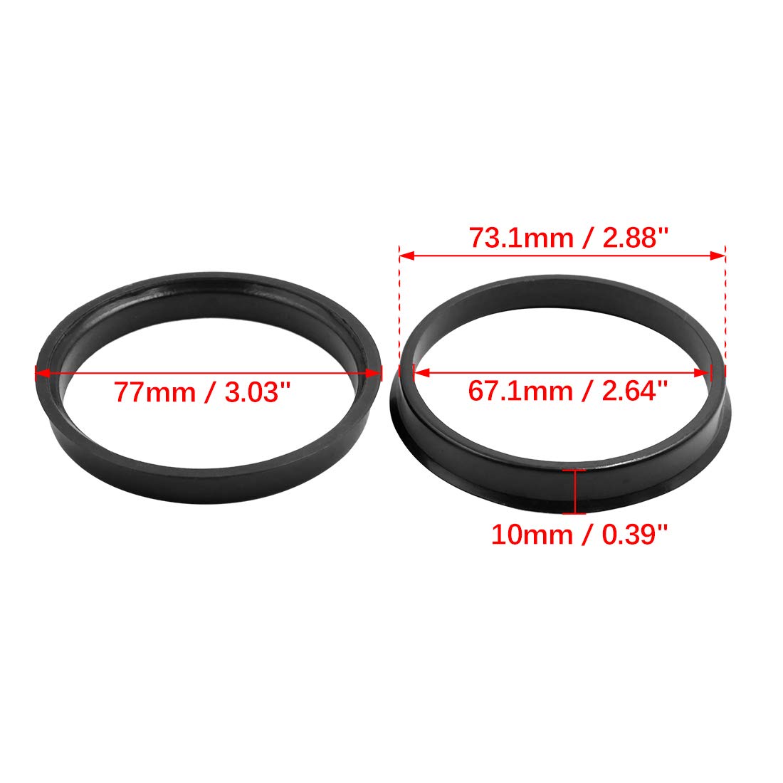 Zentrierringe,Hub Zentrierungsringe 4 stücke OD 73,1 67,1mm zu ID 56,6 58,5 64,3 67,1 57,1mm Auto Hub Centric Ringe Rad Bohrung Zentrum Spacer Kunststoff(73.1-67.1 mm) von TENVORA
