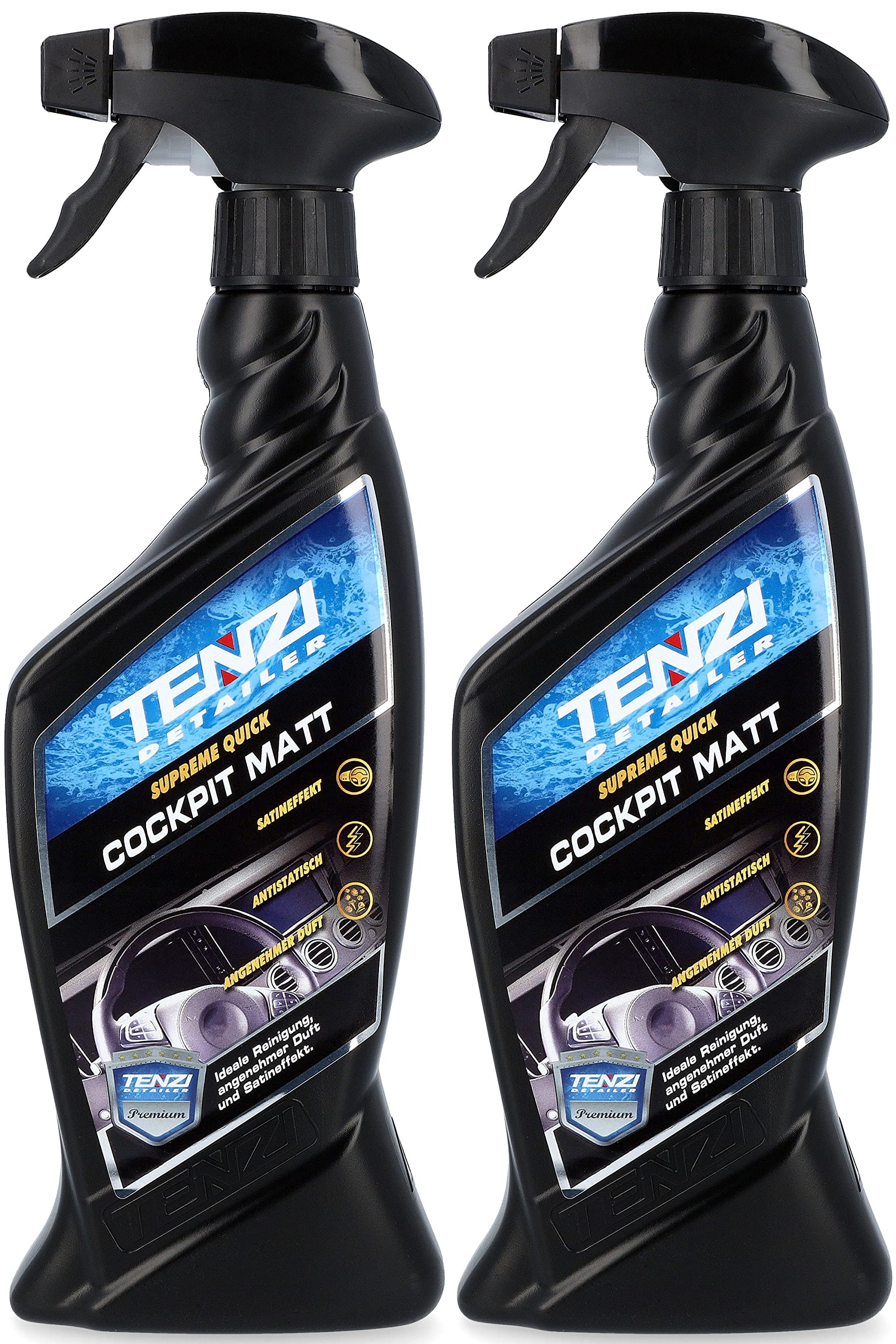 TENZI 2X Premium Cockpitreiniger Matt (600ml) Auto & Motorrad - Reinigung, antistatisch Effekt, angenehmer Duft, Spray - Aufbereitung, Kunststoffpflege, Cockpitspray Innenreiniger, Kunststoffpflege von TENZI