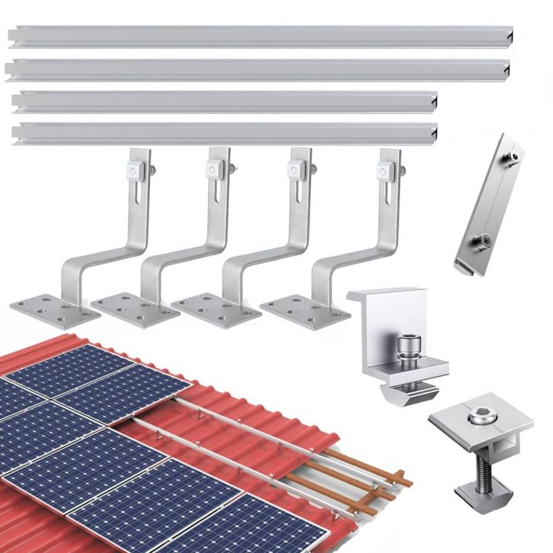 für Breite des Solarmoduls 1134mm, Photovoltaik Solar Ziegeldach Montage Set 3 Module Befestigung Schiene Dachhaken Profilvebinder, Vertikaler Einbau von TEOV