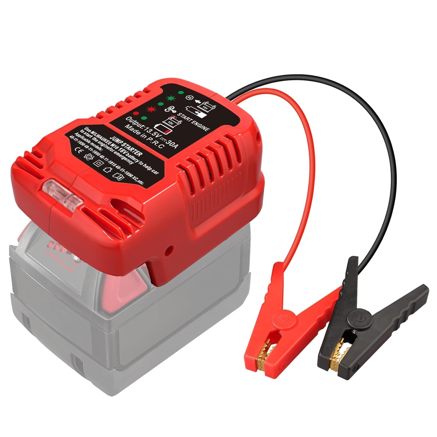 Auto-Starthilfe-Adapter für Milwaukee 18-V-Batterie, TEPULAS Autobatterie-Booster mit 11AWG-Kabel, 12V-Auto-Starthilfe für Motoren bis zu 3,5L Benzin oder 6,5L Diesel Auto-Starthilfe-Adapter für Milwaukee 18-V-Batterie, TEPULAS Autobatterie-Booster mit 11AWG-Kabel, 12V-Auto-Starthilfe für Motoren bis zu 3,5L Benzin oder 6,5L Diesel von TEPULAS