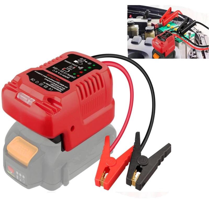 Auto-Starthilfe-Adapter für Worx 20-V-4-polig Batterie, TEPULAS Autobatterie-Booster mit 11AWG-Kabel, 12V-Auto-Starthilfe für Motoren bis zu 3,5L Benzin oder 6,5L Diesel von TEPULAS