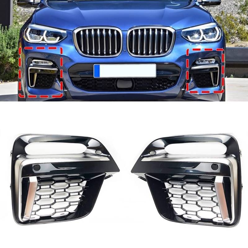 2 Stücke Auto Nebelscheinwerfer-Abdeckung für Frontstoßstange Grille Für BMW X3 G01 X4 G02 2018 2019 2020 2021, Lampenabdeckung Auto Abdeckung Kühlergrill Zubehör von TERCAN