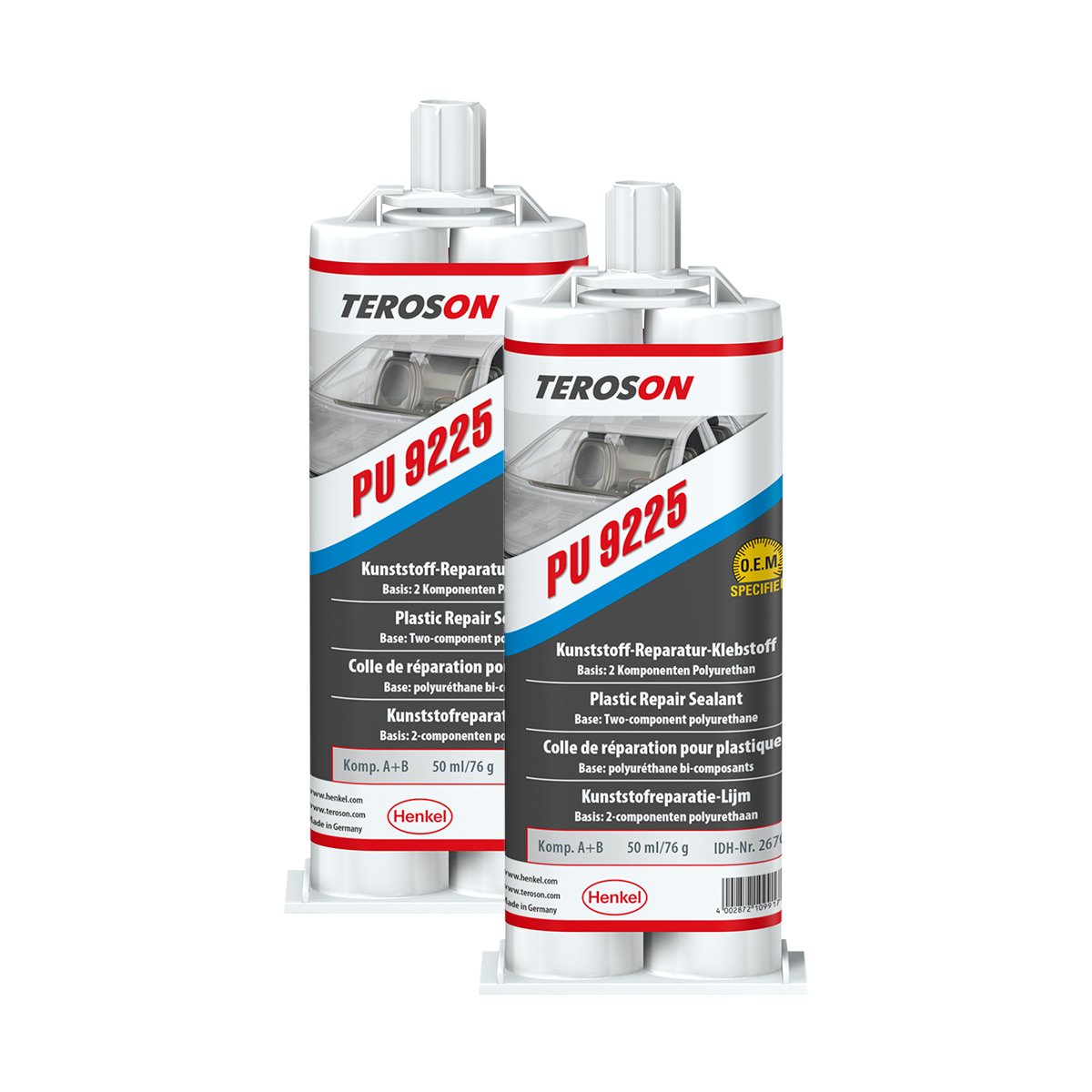 2X TEROSON PU 9225 - Kunststoffreparatur-Klebstoff 267081 2 x 25 ml von TEROSON-SET