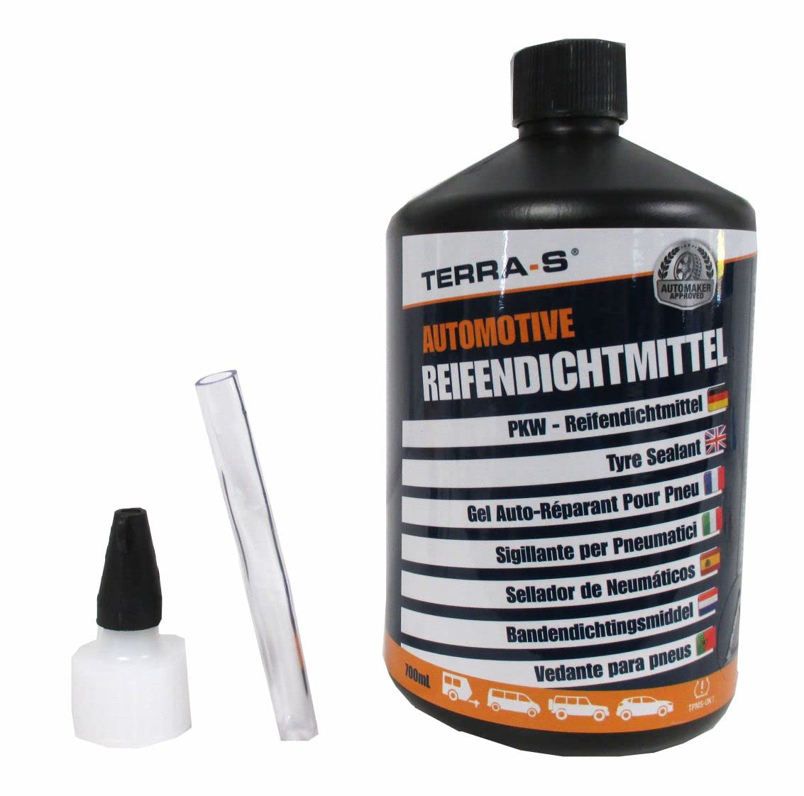 TERRA-S T16001 T16001Nachfüllpackung Reifendichtmittel für Reifenpannen für Standardset/Notfallausrüstung, 700-ml-Flasche von TERRA-S