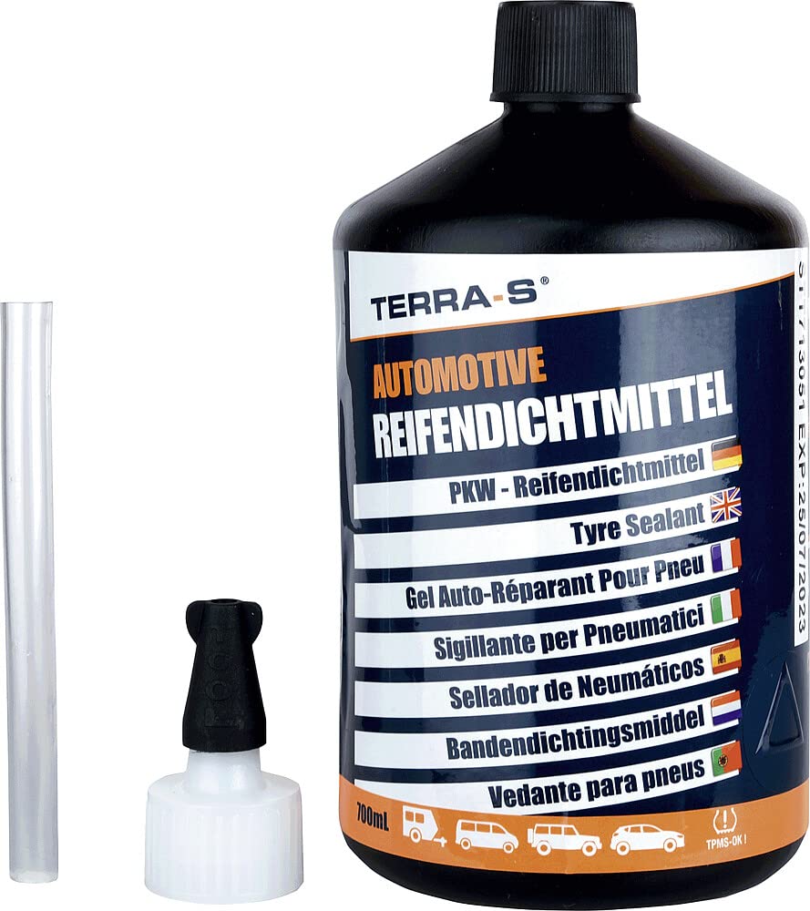 TERRA-S T16001 T16001Nachfüllpackung Reifendichtmittel für Reifenpannen für Standardset/Notfallausrüstung, 700-ml-Flasche von TERRA-S