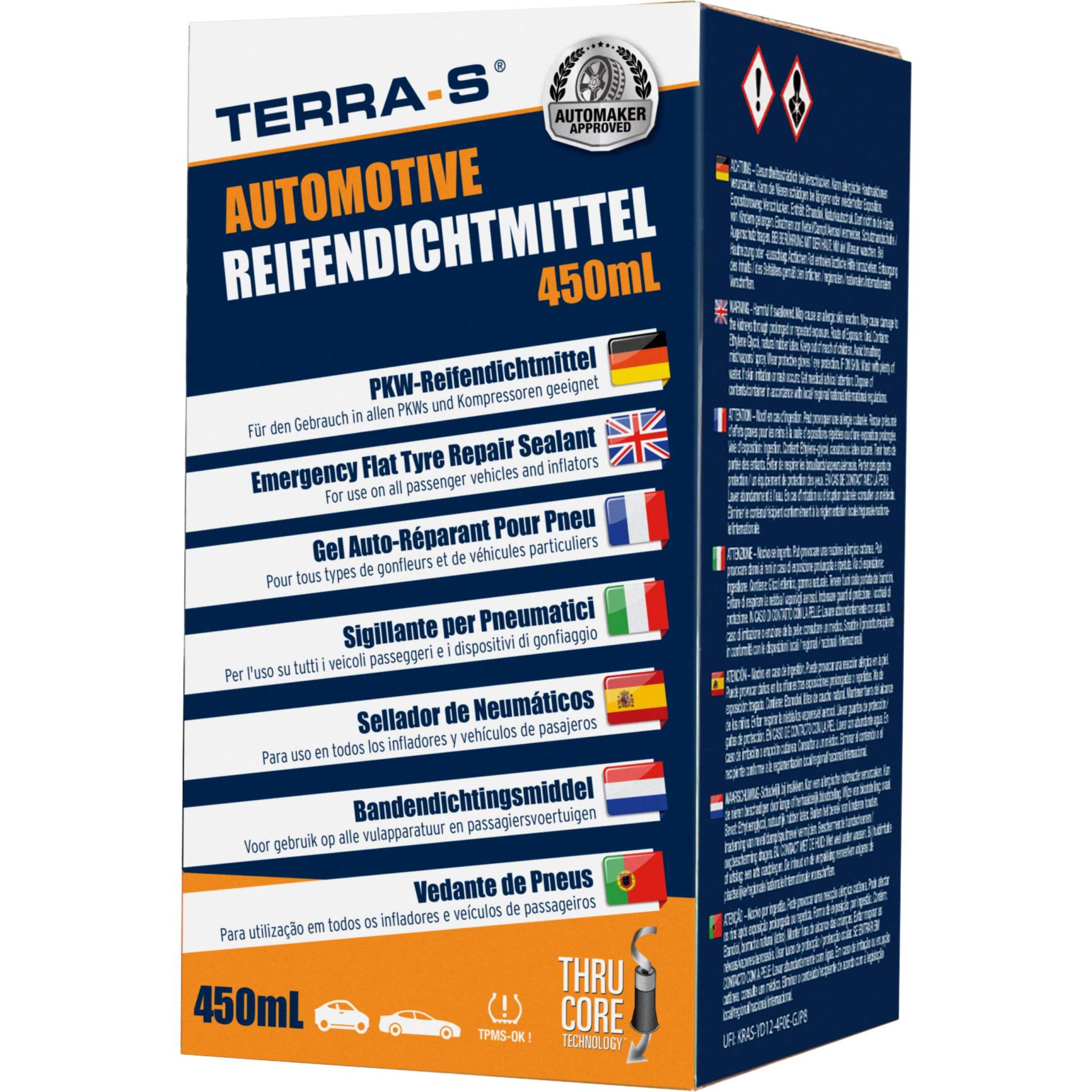 TERRA-S T16003 450mL Universal-Reifendichtmittel-Nachfüllflasche mit automatischem Einfüllen des Dichtmittels, die mit Allen Reifenpannen-Kits oder Kompressoren funktioniert. von TERRA-S