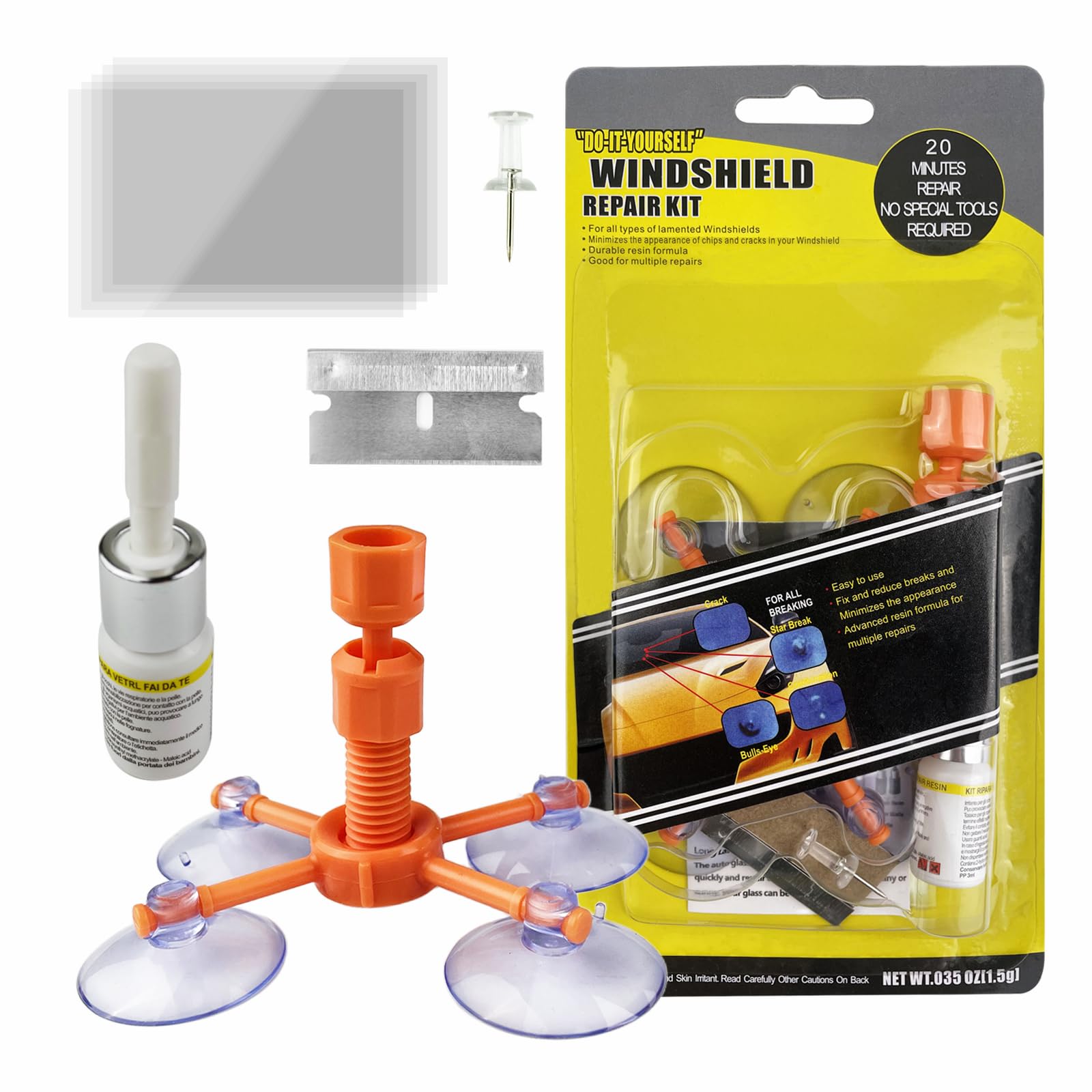 TERRARIDE Steinschlag Reparaturset Windschutzscheibe, Universelles Windschutzscheibe Reparaturset, Auto Glas Reparatur Set Zur Reparatur Langer Rissen, Löchern, Rissen,Spinnennetzen und Sternförmigen TERRARIDE Steinschlag Reparaturset Windschutzscheibe, Universelles Windschutzscheibe Reparaturset, Auto Glas Reparatur Set Zur Reparatur Langer Rissen, Löchern, Rissen,Spinnennetzen und Sternförmigen von TERRARIDE
