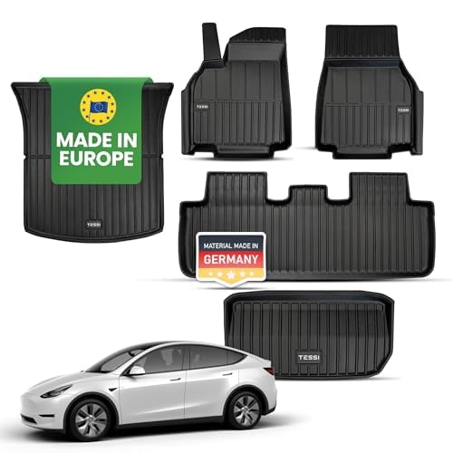 TESSI Greenline 5-Teiliges Gummimattenset Innenraum passend für das Tesla Model Y 75% Recycling Material Made in EU - Widerstandsfähig & langlebig - Das Model Y Gummimattenset ist zu 100% recycelbar TESSI Greenline 5-Teiliges Gummimattenset Innenraum passend für das Tesla Model Y 75% Recycling Material Made in EU - Widerstandsfähig & langlebig - Das Model Y Gummimattenset ist zu 100% recycelbar von TESSI