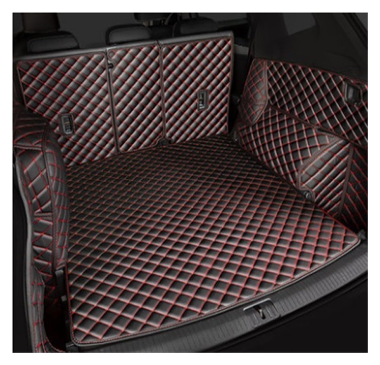 TETARI Kofferraumwanne Für Maserati Für Levante 2016-2019 Leder Kofferraummatte Cargo-Liner Zubehör Innenausstattung Leder Kofferraum Schutzmatte(Black red-B) von TETARI
