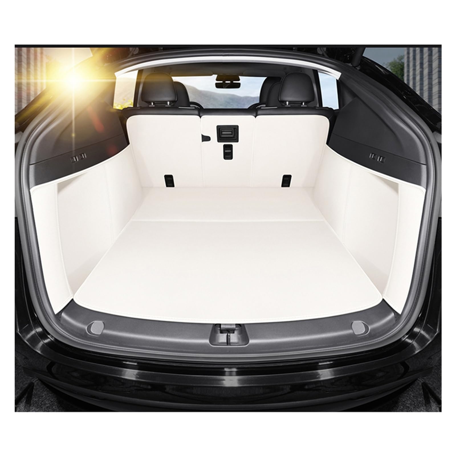 TETARI Kofferraumwanne Für Tesla Für Modell Y 2022 2023 Custom Car Trunk Matten Leder Kofferraum Schutzmatte(A) von TETARI