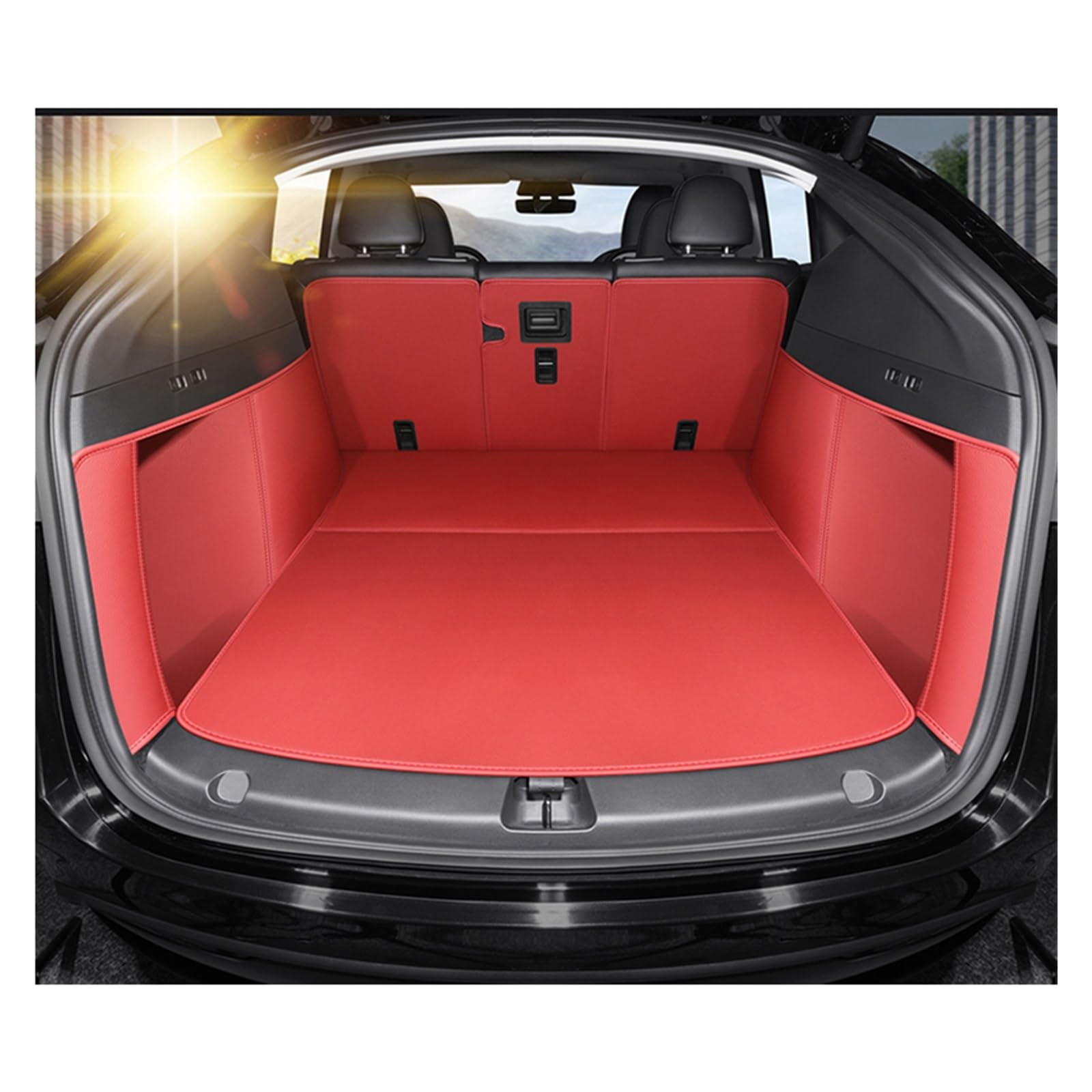 TETARI Kofferraumwanne Für Tesla Für Modell Y 2022 2023 Custom Car Trunk Matten Leder Kofferraum Schutzmatte(B) von TETARI