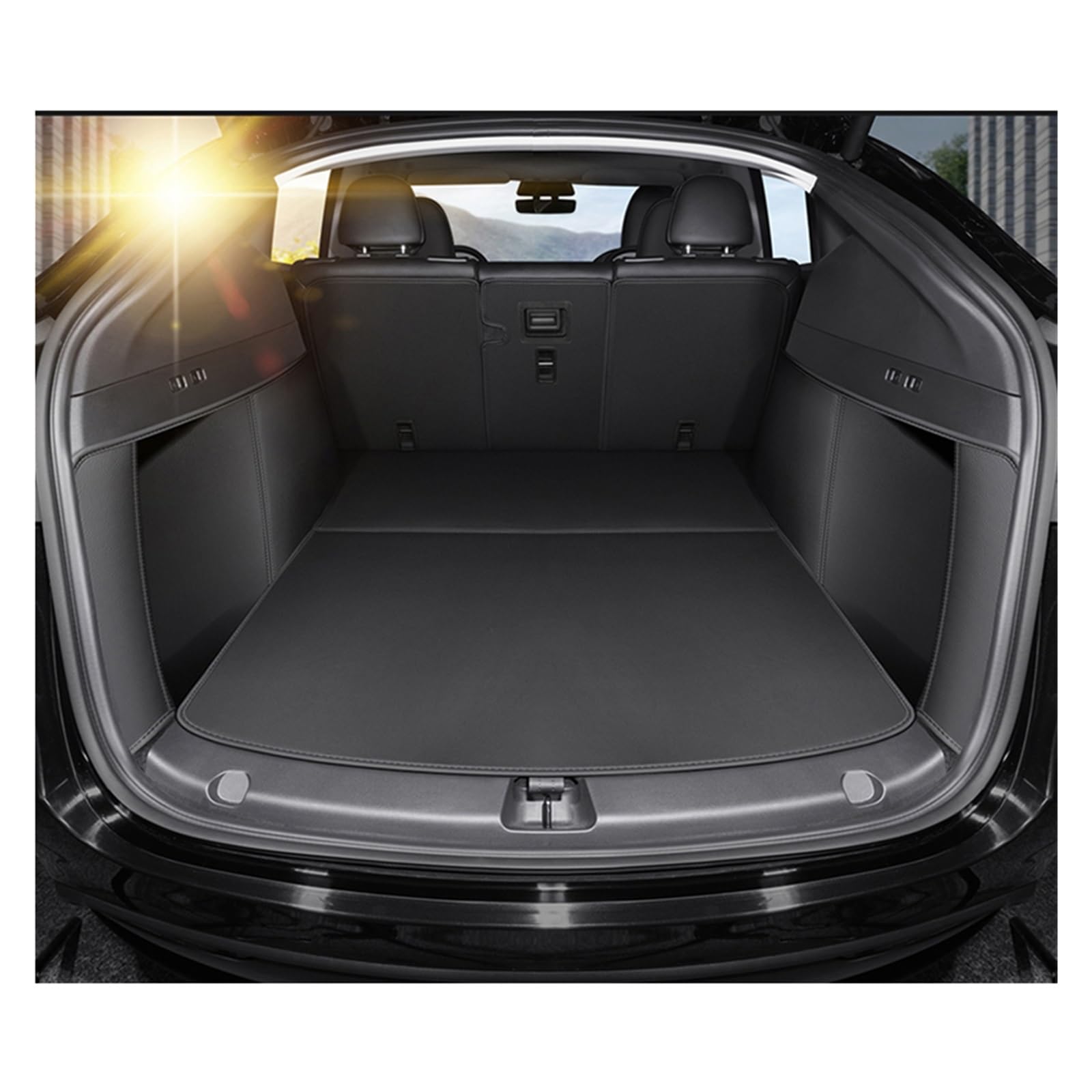 TETARI Kofferraumwanne Für Tesla Für Modell Y 2022 2023 Custom Car Trunk Matten Leder Kofferraum Schutzmatte(C) von TETARI