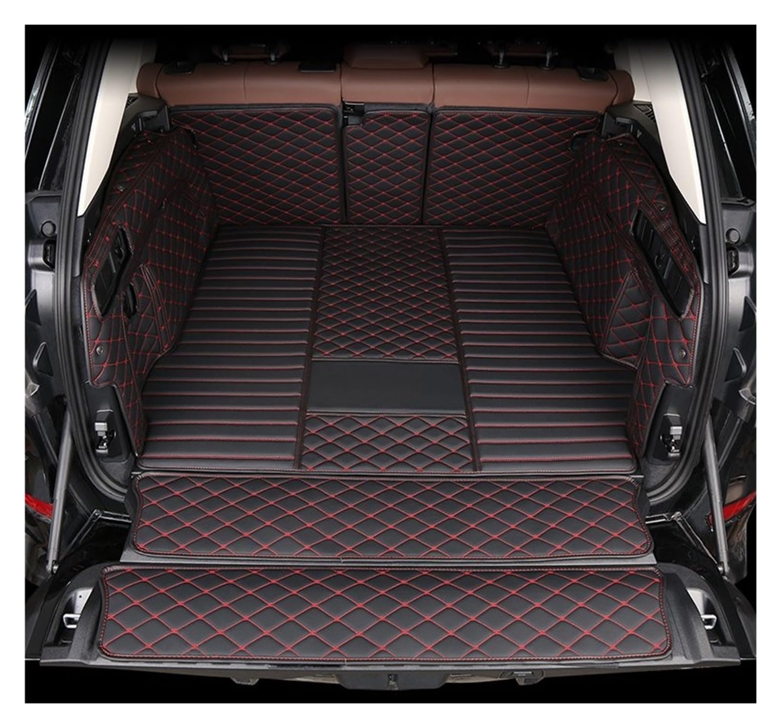 TETARI Kofferraumwanne Für X7 G07 6 7 Sitz 2003-2022+ Volle hintere Kofferraumwanne Liner Cargo-Matte Bodenschutz Fußpolster Matten Leder Kofferraum Schutzmatte(Type 21) von TETARI