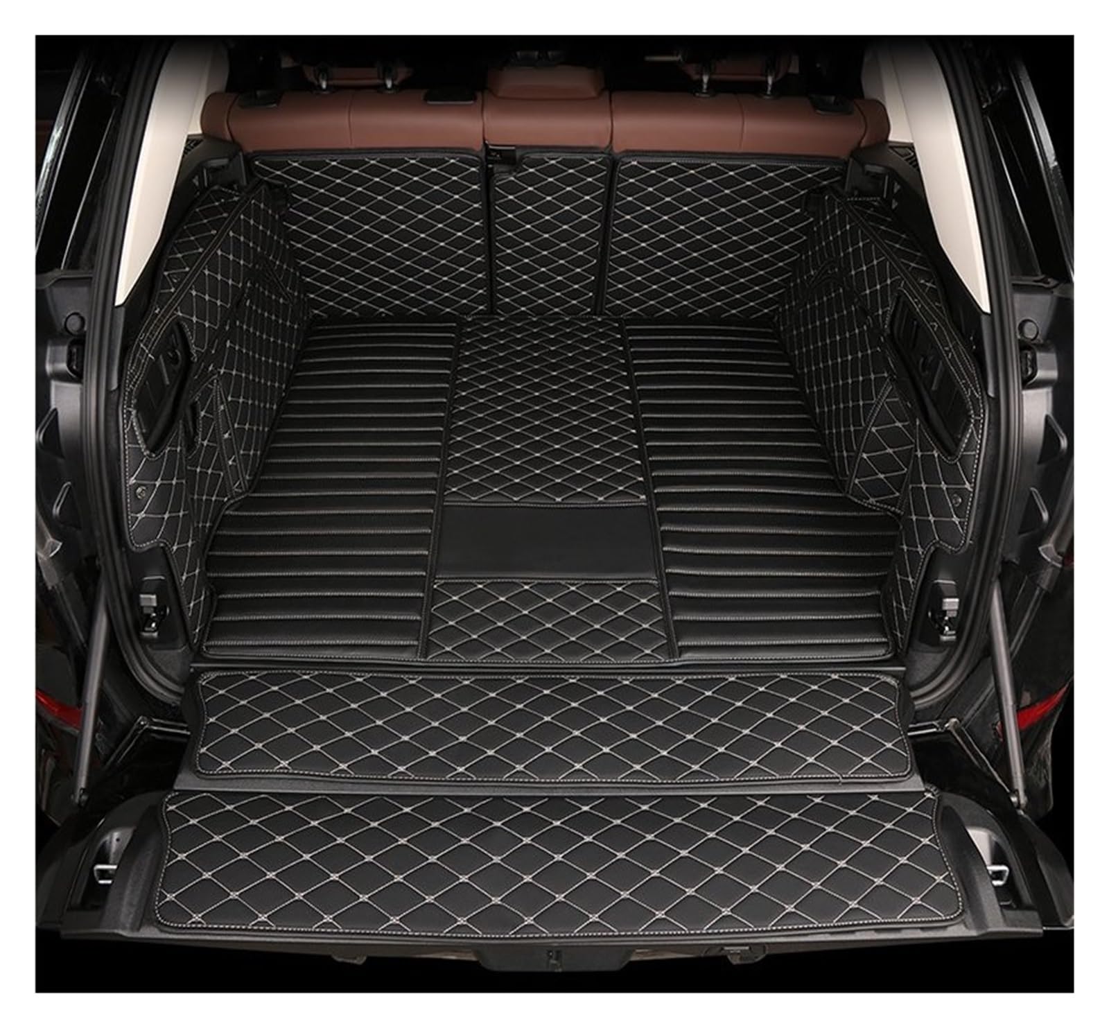 TETARI Kofferraumwanne Für X7 G07 6 7 Sitz 2003-2022+ Volle hintere Kofferraumwanne Liner Cargo-Matte Bodenschutz Fußpolster Matten Leder Kofferraum Schutzmatte(Type 22) von TETARI