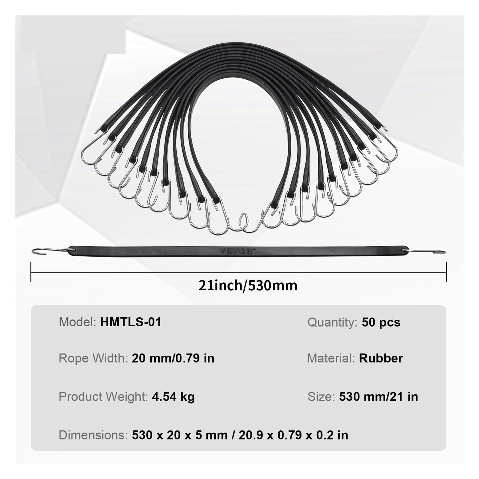 Zurrgurt, Spanngurte, 10/50 Stück elastische Bune-Schnüre, strapazierfähi päckgurte, Seil mit S-Haken aus Stahl, Zelt- und Outdoor-Zubehör for Frachtplanen(21inch 50pcs) von TETEOM
