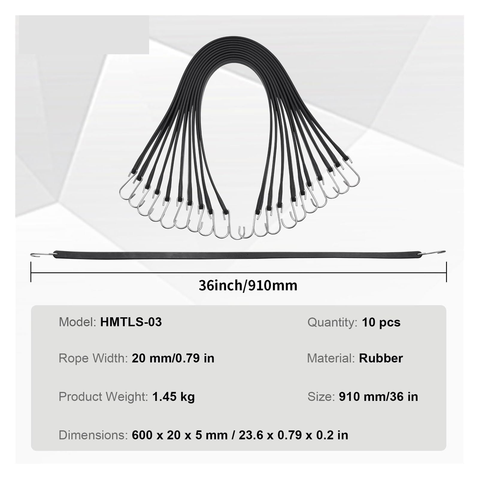 Zurrgurt, Spanngurte, 10/50 Stück elastische Bune-Schnüre, strapazierfähi päckgurte, Seil mit S-Haken aus Stahl, Zelt- und Outdoor-Zubehör for Frachtplanen(36inch 10pcs) von TETEOM