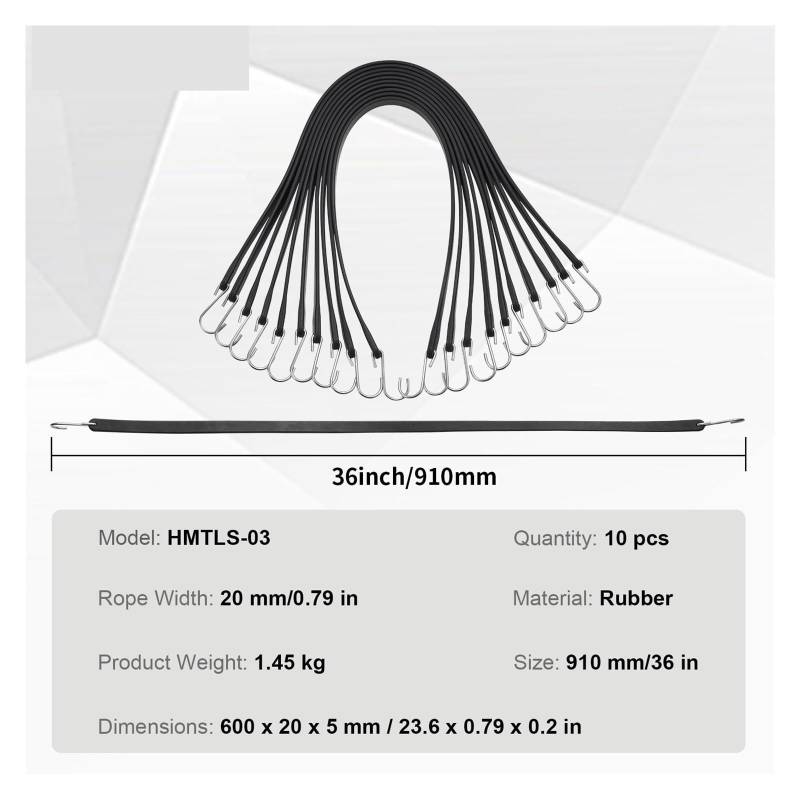 Zurrgurt, Spanngurte, 10/50 Stück elastische Bune-Schnüre, strapazierfähi päckgurte, Seil mit S-Haken aus Stahl, Zelt- und Outdoor-Zubehör for Frachtplanen(36inch 10pcs) von TETEOM