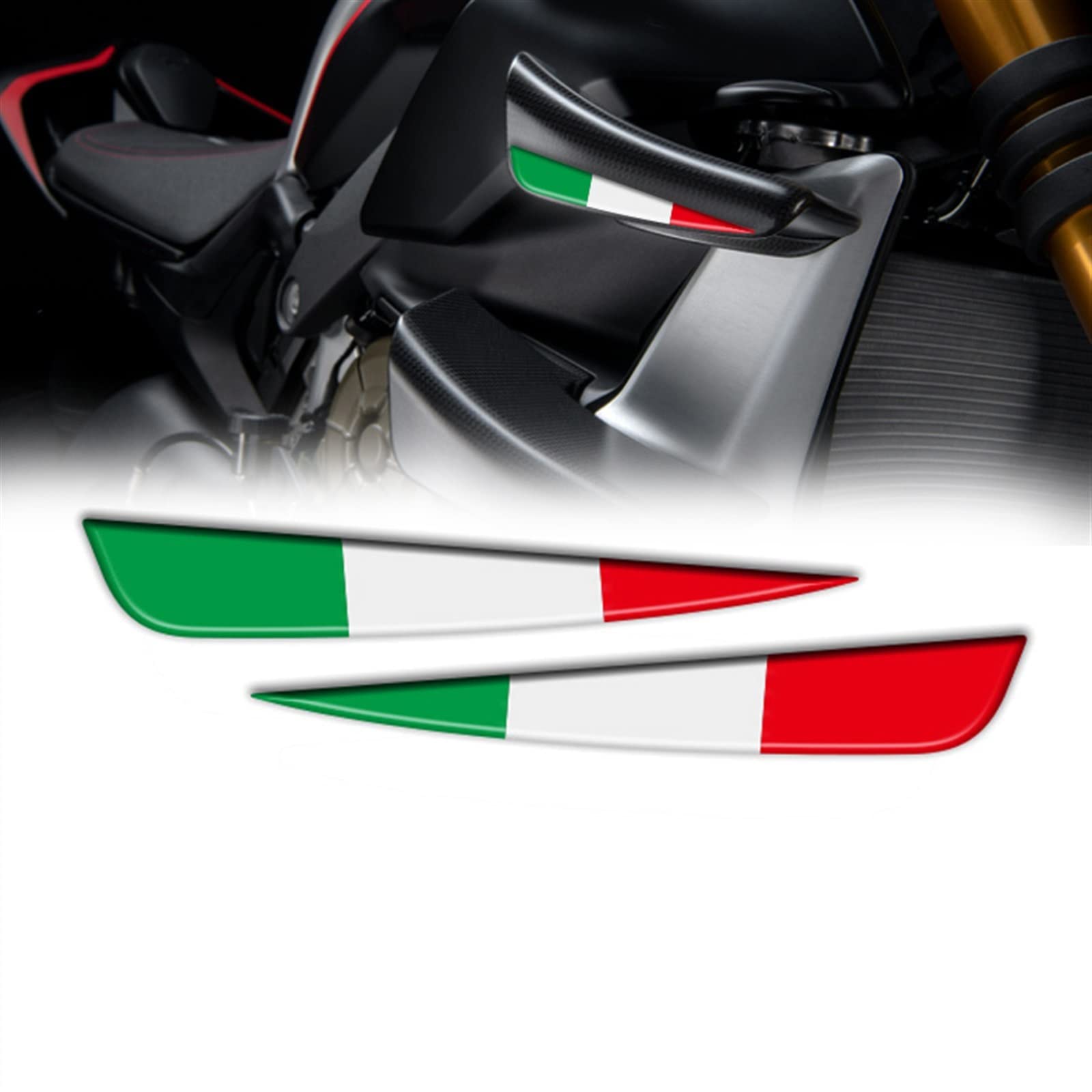 Für DUCATI Streetfighter V4 V4S V4SP Italienische Tricolor-Flaggen Für Flügel 3D Winglet Flank Sticker Decal Aufkleber Für DUCATI Streetfighter V4 V4S V4SP Italienische Tricolor-Flaggen Für Flügel 3D Winglet Flank Sticker Decal Aufkleber von TETHY