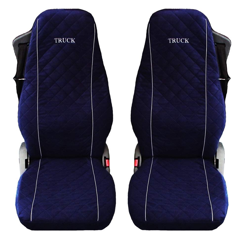 Mikrofaser-LKW-Sitzbezüge dunkelblau 2er-Pack passend für Volvo FH 2 3 FH 12 FH 16 von TEXMAR LTD