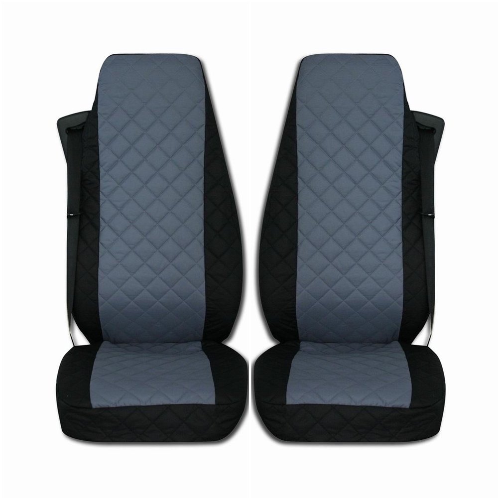 TEXMAR LKW-Sitzbezüge, passend für Mercedes – Benz Actros Giga Space MP4 ab 2015, schwarz/grau, 2 Stück von TEXMAR