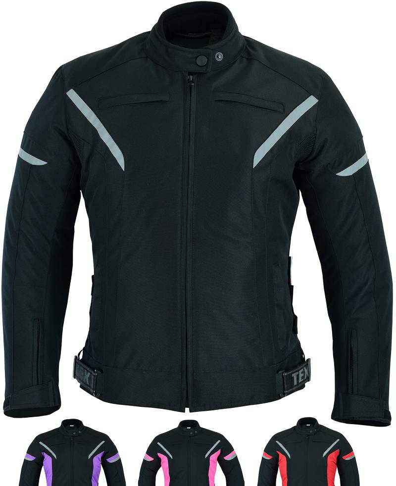 TEXPEED Damen motorradjacke mit protektoren für Sommer oder Winter - Textil wasserdicht motorroller motorrad bikerin mantel mit schutz rüstung (EN 1621-1) - Schwarz - M von Texpeed