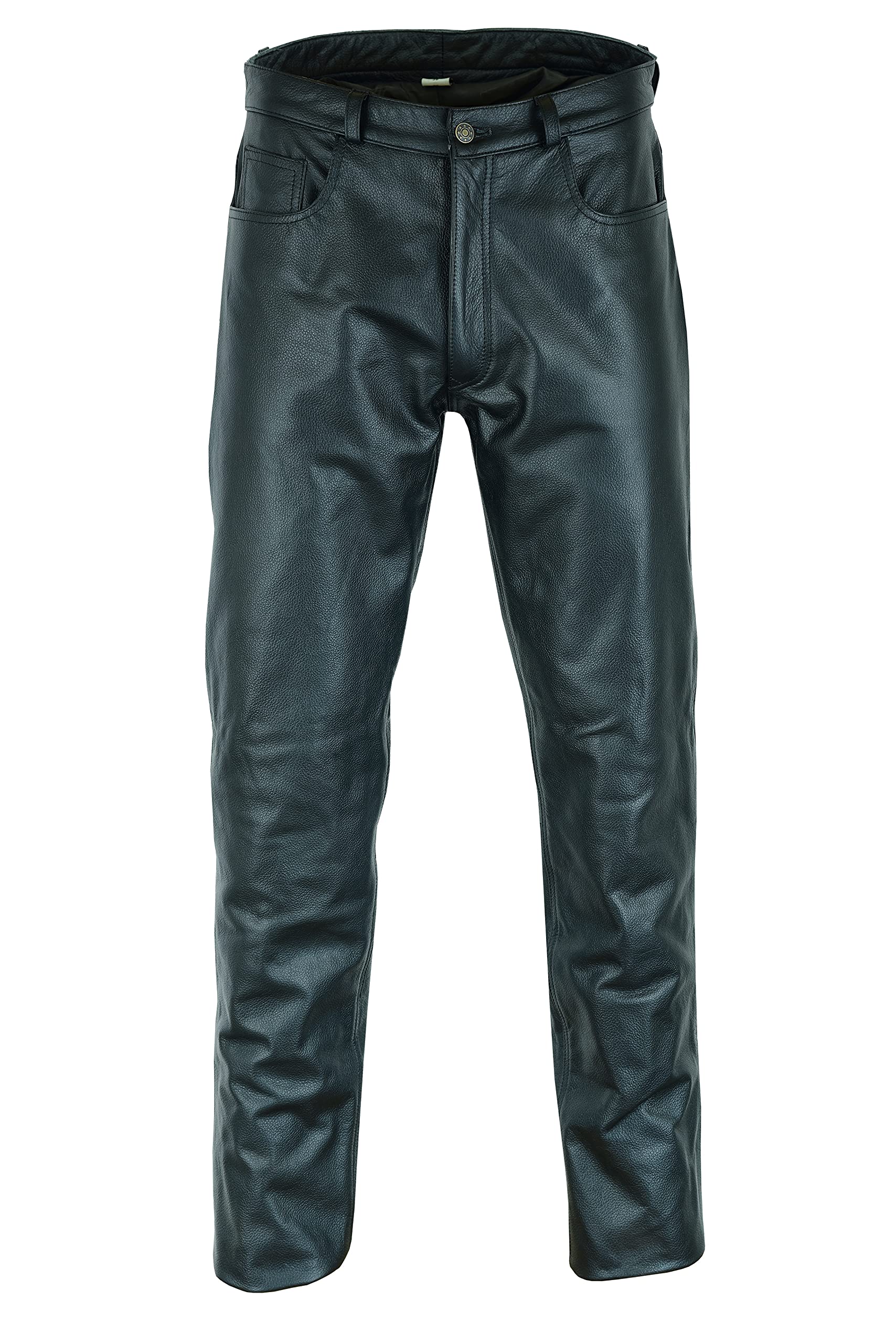 Texpeed Lederjeans Herren Rindsleder Oben genarbtes Echtleder - Lässige Motorrad Biker Lederhose Schwarz - 4XL von Texpeed