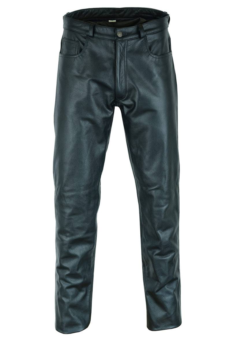 Texpeed Lederjeans Herren Rindsleder Oben genarbtes Echtleder - Lässige Motorrad Biker Lederhose Schwarz - 4XL von Texpeed